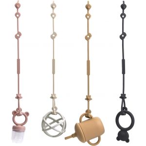 Attrape-Gobelets En Silicone Avec Cha&icirc;ne Factice Pour Jouets De B&eacute;b&eacute;, Sangles De S&eacute;curit&eacute; Sans Bpa Pour Jouets, Sangle De Retenue Pour Gobelet Pour Poussette, Chaise Haute, Si&egrave;ge De Voiture - Neuf