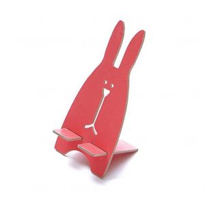 Support de t&eacute;l&eacute;phone portable en bois de bricolage original Charmant support de t&eacute;l&eacute;phone portable lapin (Rose) - Neuf