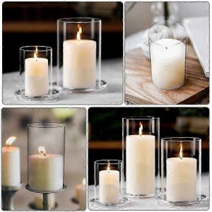 Tube de cheminée transparent Verre Ouvert Bougie Abat-jour Bougie Verre Bougie Abat-jour Couvercle Porte-Bougie Manchon - Neuf