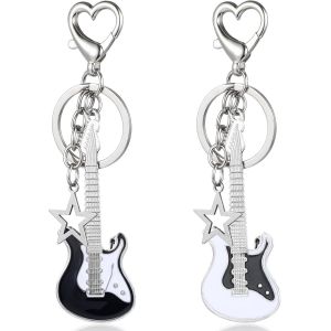 KAL-Lot De 2 Porte-Clés En Argent - Punk Y2K - Esthétique - Musique - Grunge - Étoile - Accessoires Pour Femme - Pendentif De Sac - Cadeau Idéal Pour Les Amateurs De Musique - Neuf