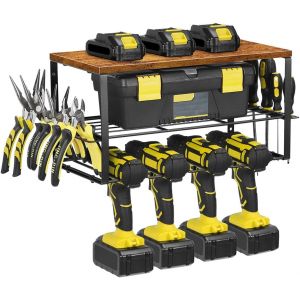 Organisateur Mural pour Outils électriques, porte-outils pour 4 perceuses, 3 emplacements avec Rangement tournevis latéral pour garage, atelier - Neuf