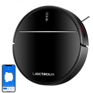 Liectroux M7S Pro Aspirateur robot, balayage, aspiration, nettoyage, navigation cartographique 2D int&eacute;gr&eacute;e, batterie 4400 mAh, autonomie de 110 minutes - Noir - Neuf