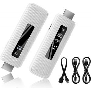 MEVRONISSHOP-metteur et r&eacute;cepteur Hdmi sans Fil,d&eacute;codage 4K 1080P, Extension HDMI avec &eacute;cran LED,Port&eacute;e de 50M, 2,4G/5G,pour Ordinateur Portable, PC vers TV HD, Projecteur,Plug & Play,Blanc - Neuf