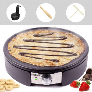 Duronic PM152 Cr&ecirc;pi&egrave;re &eacute;lectrique de 1500W - 37 cm - Plaque de cuisson antiadh&eacute;sive et amovible - Accessoires inclus - Thermostat ajustable - Cr&ecirc;pes sucr&eacute;es, galettes sal&eacute;es, pancakes et omelettes - Neuf