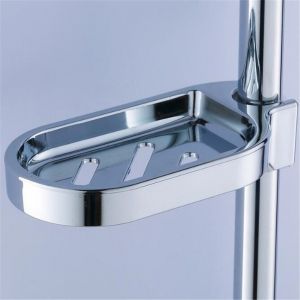 1 étagère de douche sans perçage, porte-savon de douche en plastique ABS, barre de douche réglable, boîte à savon durable pour douche, lavabo et évier de cuisine - Neuf