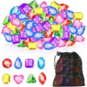 KAL-Pierres Precieuses De Plongée Enfants, 150 Pièces 2.5Cm Pierres Précieuses Colorées, Jouet De Plongée Piscine Enfant, Gemmes Colorées Pour Jeux De Plongée, Chasse Au Trésor - Neuf