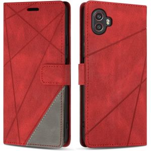 Kal-Coque Pour Galaxy Xcover 6 Pro, Protection Housse Etui En Cuir Pu Portefeuille Livre Pour Galaxy Xcover 6 Pro, Emplacements Cartes, Fonction Support, Rouge - Neuf