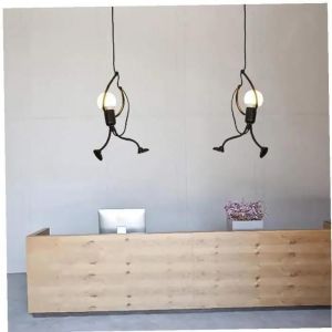 Lustre plafond Chambre d'intérieur Lustre 1 tête LED Light Retro Plafonniers forgés Noir - Neuf