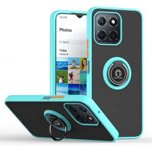 Kal-Coque Pour Honor X6/Honor X8 5g/Honor 70 Lite, Antichoc Très Mince Premium Souple Translucide Givré Silicone Tpu+Pc Housse, Mat Anneau Magnétique Support Étui, Bleu Ciel - Neuf