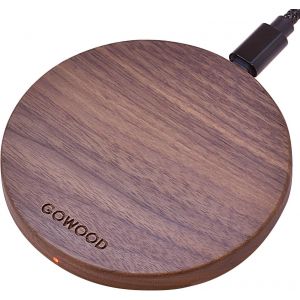 - Chargeur Sans Fil En Bois De Noyer 15 W - Chargeur Sans Fil Rapide Avec Câble De Charge Solide Et Résistant De 2 M - Chargeur Sans Fil Avec Lumière Del Intégrée Et Port Usb-C - Neuf