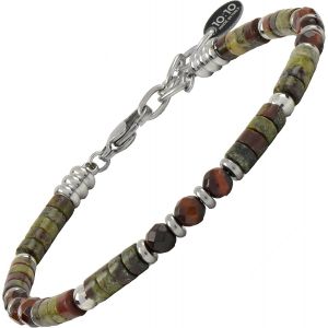 Eryi-10:10 Bracelet Pour Homme, Pierres Dures Naturelles, 4 Mm, Acier Inoxydable, Bracelet Réglable, Fabriqué En Italie - Neuf