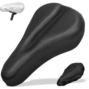 Housse De Selle De Vélo,Housse De Selle De Vélo Souple Silicone,Avec Imperméable Couvre,Rembourré Confortable Coussin De Selle,Pour Vtt,Route,Pliants (Noir) - Neuf