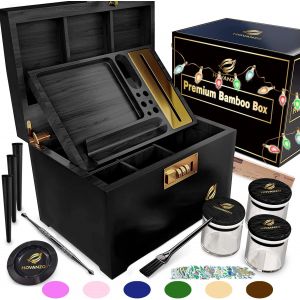 Mevronisshop-Grande Bo&icirc;te De Rangement De Qualit&eacute; Sup&eacute;rieure &iquest; Bo&icirc;te De Rangement Anti-Odeurs Avec Plateau &Agrave; Rouler &iquest; Bo&icirc;te De Rangement En Bois Pour Herbes Et Accessoires &iquest; Bo&icirc;te De Rangement Avec S - Neuf