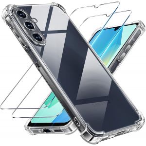 3 en 1 Coque et Verre Tremp&eacute; pour Samsung Galaxy A16 5G,[Coussin d'air Int&eacute;gr&eacute;] Anti-Jaunissement Souple TPU Bumper Coque Protection pour a16 Samsung 5g, Transparente - Neuf