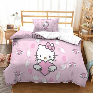 Hello Kitty Housse De Couette, Impression D Pink Motif Parure De Lit Avec &iquest;&iquest;Clair Et D'oreiller Housses De Couettes Microfibre Pour Garcon Enfant Fille - Neuf