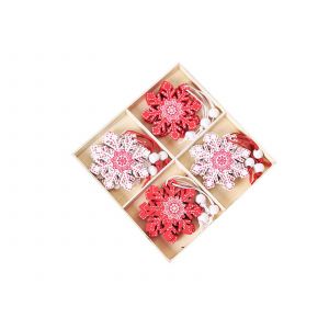 12 d&eacute;corations de No&euml;l en bois avec bo&icirc;te de rangement - Neuf