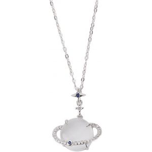 Kal-Collier Pendentif S925 Collier Plaqué Argent Collier Planète Jade Blanc Pour Femme - Neuf