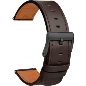 Bracelet Montre Cuir19mm - Bracelet De Montre À Dégagement Rapide Marron Doux - Bracelets De Montres De Sport Pour Hommes Femmes - Bracelet De Montre Intelligenteselle/Boucle Noir - Neuf