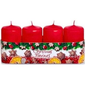 KALANKA-Lot de 4 bougies piliers, pour couronne de l'Avent, rouge de l'Avent, parfum cannelle, pain d'épices et biscuits de Noël, contenu de la livraison : 4 pièces, durée de combustion : environ 10 - Neuf