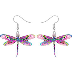 Kal-Acrylique Fleur Libellule Boucles D'oreilles Pendentif Cadeaux Femme Insecte Libellule Boucles D'oreilles Printemps Été Bijoux - Neuf