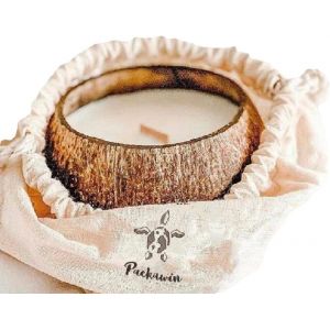 | Bougies De Coco Écologique Végana | Faite À La Main Avec Une Mèche En Bois | Composée De Cire 100% Naturelle De Coco Et De Soja Dans La Coque Naturelle Du Noix De Coco. 45 Heures De Vie. - Neuf