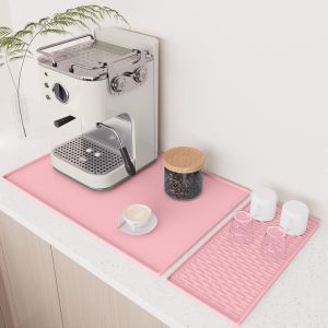 Cmws-Tapis En Silicone Pour Grandes Machines &Agrave; Caf&eacute; - 40*60 Tapis Antid&eacute;rapant Pliable Et Imperm&eacute;able Avec Tapis De S&eacute;chage De Vaisselle Amovible Pour Plans De Travail De Cuisine - Neuf