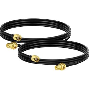 Cable RP-SMA Rallonge Antenne WiFi 1m Adaptateur de RP-SMA M&acirc;le &agrave; Femelle RG174 pour Extension Telesurveillance Routeur WiFi Cam&eacute;ra IP Carte R&eacute;seau sans Fil Mini PCI Express PCIE,2-Paquet - Neuf