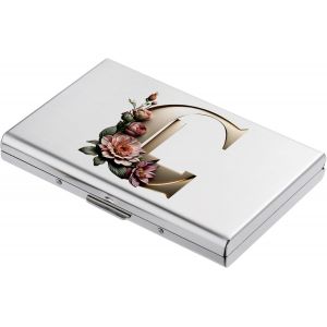KALANKA-® Porte Cartes de Crédit, Portefeuille Fin en Métal avec Blocage RFID, Design Tendance et Motifs Artistiques, pour Homme et Femme. (6 Cartes/Argent/C) - Neuf