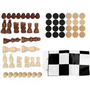 Jeu d'echecs international en bois 2 en 1, pieces en bois avec echiquier, jouet interactif - Neuf