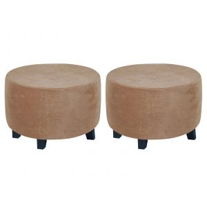 2x Housse De Pouf Ronde Housse De Tabouret Housse De Repose-Pieds Camel - Neuf
