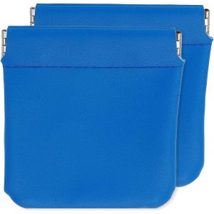 2Pcs Porte-Change Pour Femmes, Pochette Organisatrice En Cuir, Mini Sac De Rangement Portable Pour Maquillage, Bleu Foncé (3""X3"") - Neuf