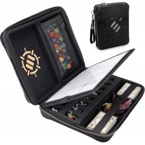 &Eacute;dition Collector RPG Organisateur DND Reliure avec Porte-Feuille et Effa&ccedil;able Panneau, Zone de Lancement de D&eacute;s, Pochette &agrave; Stylo Amovible, Plateau en Mousse pour Figurines (Dragon Noir) - Neuf