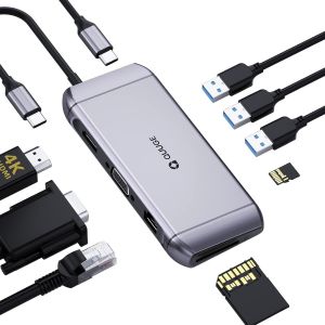 Station d'accueil 9 en 1 avec Charge Rapide PD, HDMI et VGA &agrave; Double Usage 4K @ 30 Hz USB C LAN 1000 Mbps Type-C Hub 9 Ports avec Carte Micro SD/SD, 3 Ports de Transfert de donn&eacute;es USB 3.0 5 - Neuf