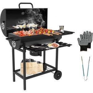 Ulteronixshop-Dewinner XXL charcoal barbecue, barbecue with XXL cooking rack with two shelves, grilled meat tongs, adjustable vent, barbecue ball, anti-burn gloves, portable charcoal barbecue. - Neuf