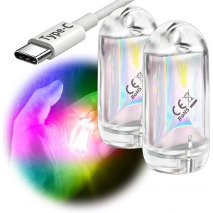 Mini Led Flashlight Rechargeable Waterproof Flashlight Edc Keychain For Camping Small Portable Magnetic Flashlight (2pcs Rgb Flash) - Neuf