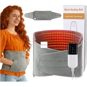 Ceinture Chauffante Lombaire, 125 X 30 Cm Coussin Chauffant Avec Velcro, Ceinture Lombaire Chauffante Avec 4 Timer 10 Temp Couverture &Eacute;lectrique Pour Le Dos, Le Ventre Et La Taille, Chauffage Rapide - Neuf
