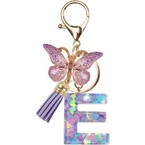 KAL-Porte-Clés Avec Initiales, Violet Papillon Porte-Clés Lettre, Initiale Letter Keychains Pour Sac À Dos, Cartable - Neuf