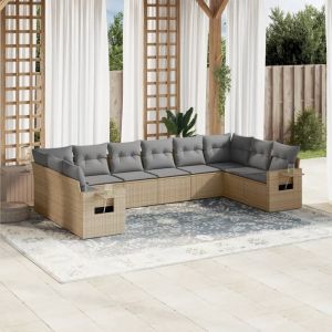 Prolenta Premium - Salon De Jardin Avec Coussins 10 Pcs Beige R&eacute;sine Tress&eacute;e - Neuf