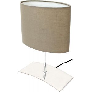 Kal-2018-04b Lampe De Chevet *Brownie* Lampe De Table, Lampe De Chevet, Lampe De Bureau, Lampe De Rebord De Fenêtre Avec Abat-Jour En Tissu Marron L: 200 Mm L: 100 Mm H: 300 Mm Sans Ampoule - Neuf