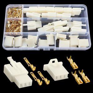 120 Pièces 2.8mm Automobile Connecteur Kit,3 Broches de Fil Électrique Connecteur et Femelles Sertir Cosse Assortiment,pour Moto,Voiture,Camion,Scooter,Bateaux Électrique - Neuf