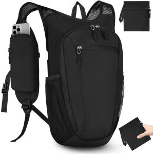 Jgd-Sac &Agrave; Dos Pliable Ultral&eacute;ger, &Eacute;tanche Sac &Agrave; Dos De Voyage Avec Poche Pour T&eacute;l&eacute;phone Portable, Sac &Agrave; Dos Packable Daypack Pour Homme Femme Randonn&eacute;e Voyage Camping Cyclisme (Noir) - Neuf