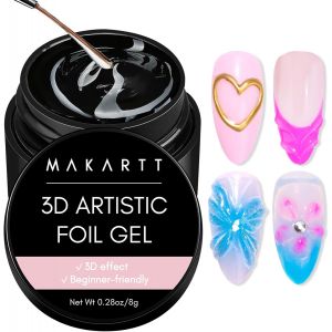 Kal-D Nail Art Foil Glue -8 G Transfert Foil Nails Gel Uv, Gel De Transfert De Feuille Pour Nail Art Gel 3d, Charm Nail Foils, Linear/Shell/Ondulation Design, Nail Studio, Lampe Uv Diy - Neuf