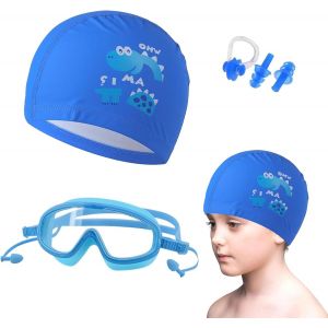 Kalanka-Masque Piscine Enfant 3-15 Ans Lunette Piscine Enfant, Lunettes Natation, Lunette Natation Avec Bonnets De Bain, Pince-Nez, Bouchons D¿Oreille - Neuf