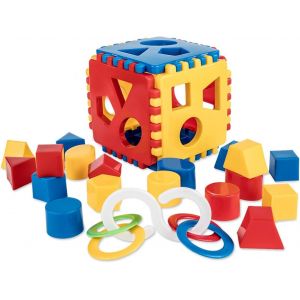 Cube De Tri De Formes Pour Enfants Et B&eacute;b&eacute;s Compos&eacute; De 18 Formes | Jouet &Eacute;ducatif Fabriqu&eacute; En Europe Pour Les 1-3 Ans (Rouge, Bleu Et Jaune) - Neuf