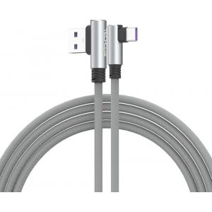 Thef-Câble Usb C, 1.5m Type C À Angle Droit 90° À Charge Et Sync Rapide Compatible Avec Huawei P40, Moto G9, Xiaomi Note 10/11/Pro, Realme 8, Samsung A52, S22/S21/S20/Fe S10/A22/Pixel 6 Etc Gris - Neuf