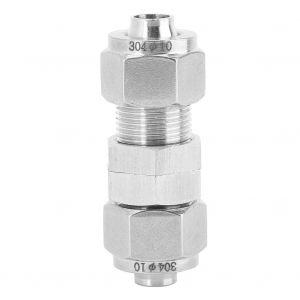 Raccord pneumatique a deux contacts en acier inoxydable 304 pour machine (diametre 12 x 10 mm) - Neuf