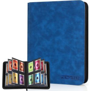 Mdy-Classeur Carte, Album Pour Cartes À Collectionner Capacité De 112 Top Loaders 4 Poches, Classeur Rangement Top Loader Pour Cartes Ygo/Mtg, Bleu Saphir (Non Adapté Aux Cartes Sans Top Loader) - Neuf