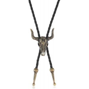 TRAHOO-1 pièce Cravate en Cuir de Cowboy- chaîne de crâne de Vache, Collier tressé, Bijoux, Accessoires de Costume d'halloween pour Anniversaire Halloween - Neuf