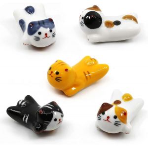 Paquet De 5 Baguettes Pour Chat Rest Set,Porcelaine Mignon Chat Chanceux En C&eacute;ramique Baguettes Support Pour Le D&icirc;ner Fourchette Cuill&egrave;re Couteau Vaisselle,Cadeau De Cuisine &Agrave; La Maison - Neuf