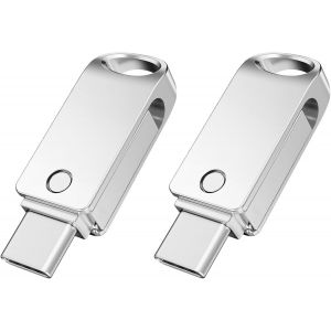 2 Cl&eacute;s 64 Go USB 2 en 1 M&eacute;tal pour Smartphone,Tablette,PC,Laptop,MacBook,et Plus - Neuf